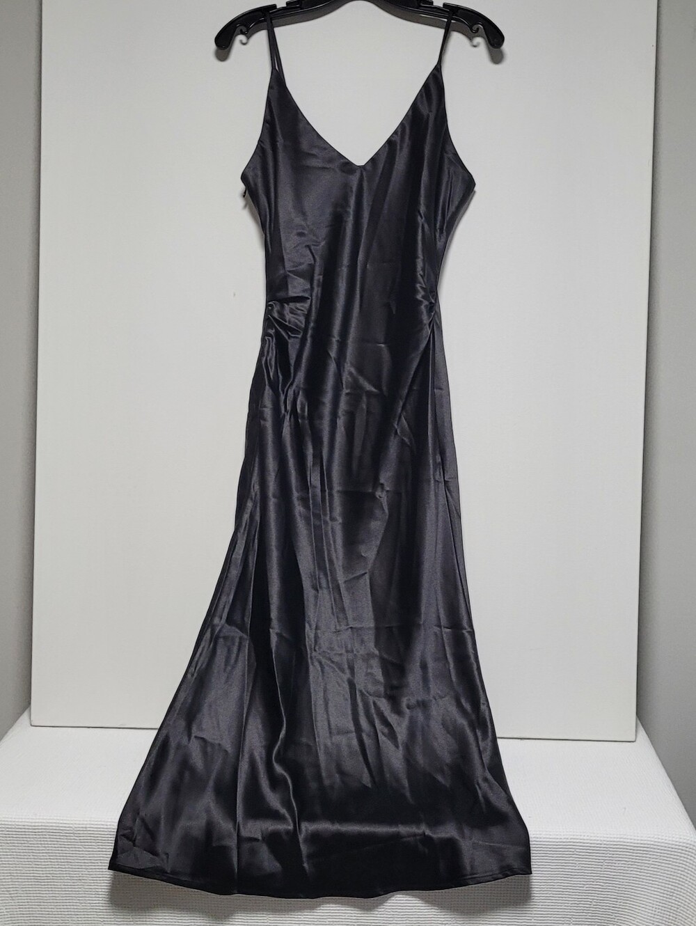 Gloeria Sexy, 90's- Inspired, Black Satin Maxi Slip Dress